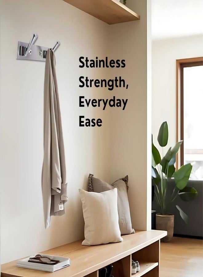 REDON Delux Stainless Steel 2 Pin Cloth Hanger Wall Mounted Bathroom Cloth Hanger,Coth Wall Hook,Door Hooks Rail for Hanging Keys and Clothes (Pack of 3) - Image 3